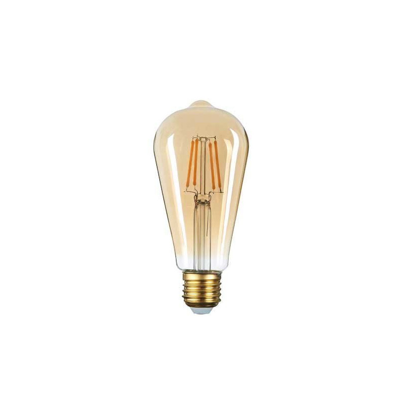 Ampoule Bougie LED ST64 Verre doré E27 Blanc Chaud 2500K 6W pas cher 
